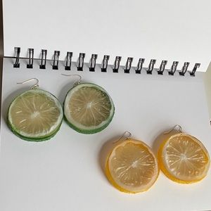 2 pairs lemon/lime slice earrings!